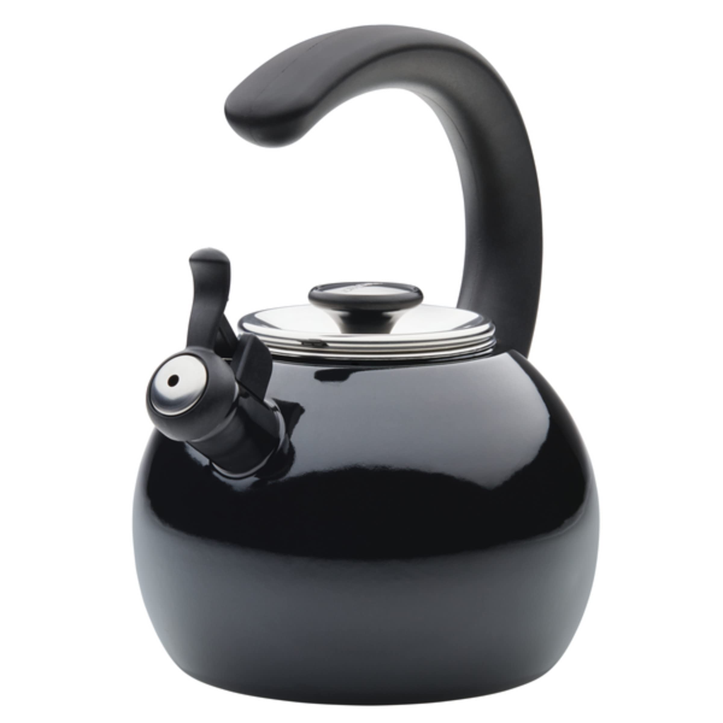 Circulon Enamel on Steel Whistling Induction Teakettle, Tea Kettle for Stovetop with Flip-Up Spout, 2-Quart, Black