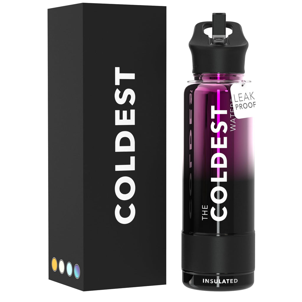 Coldest Insulated Water Bottle with Straw Lid - Stainless Steel Metal Insulated Bottle for Men & Women (Violet Nova, 40 oz)