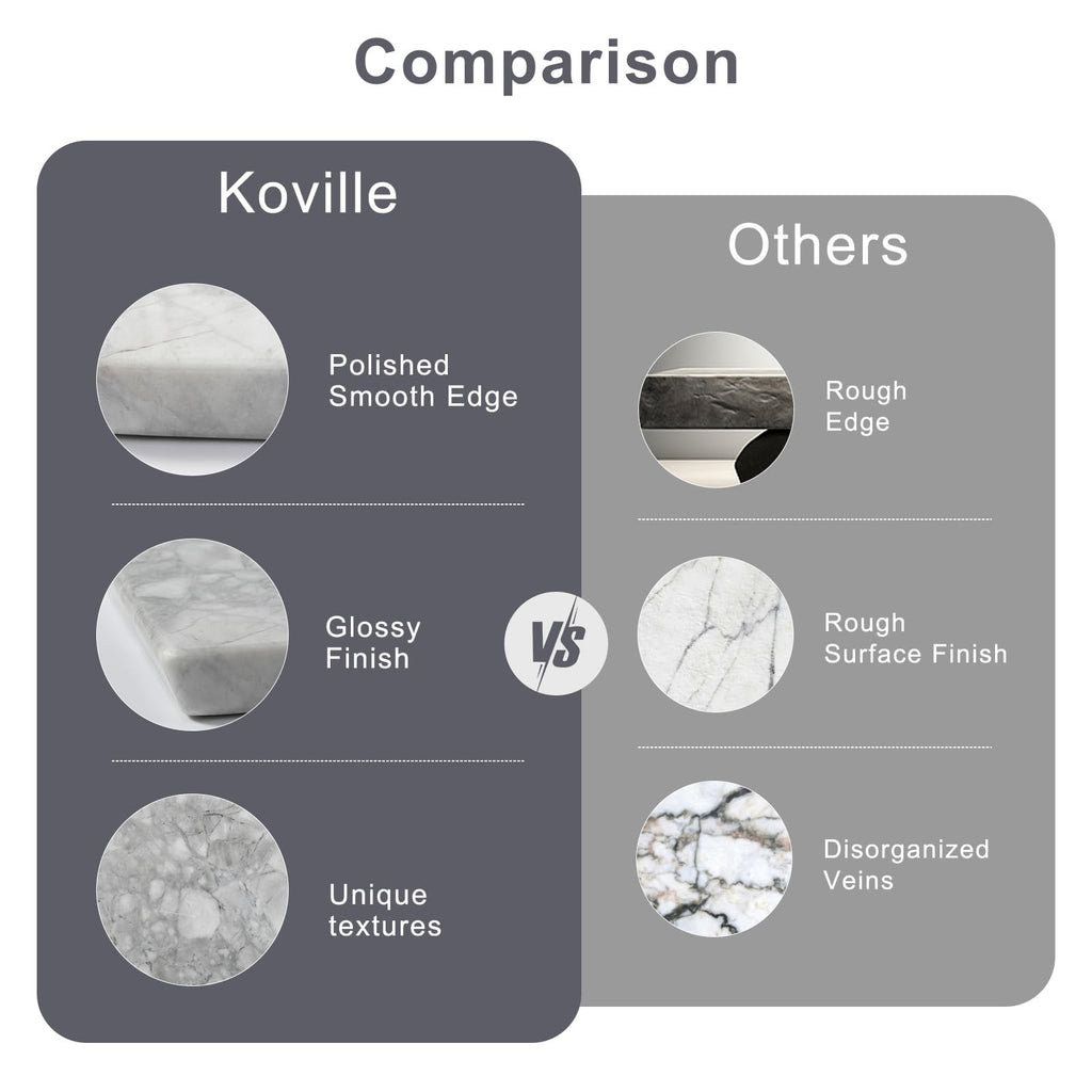 Koville Natural Marble Cutting Board for Kitchen Countertop, 16" x 12" Rectangular Marble Cutting Board Pastry Boards Cheese Boards for Home Decor, Resistant Stone Charcuterie Board Chopping Slab