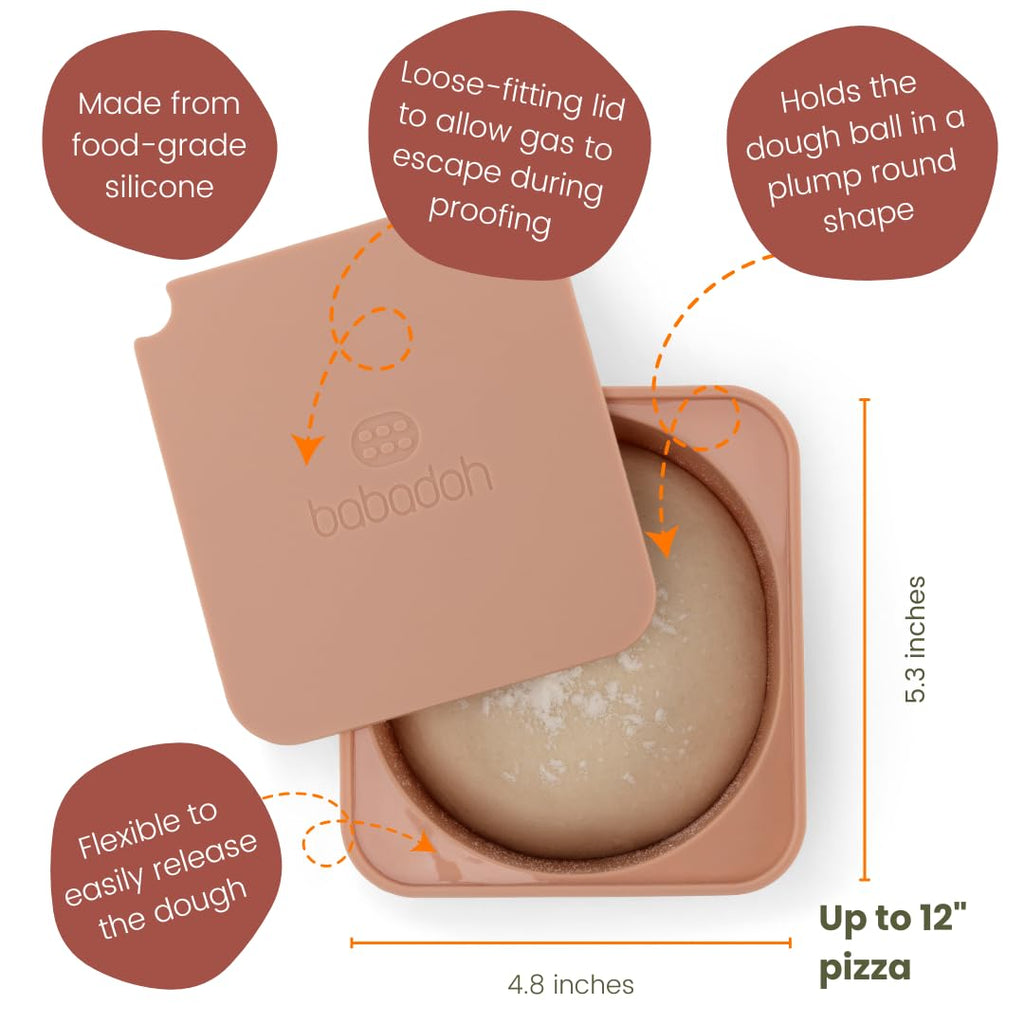 Babadoh Pizza Dough Proofing Silicone Containers with Lids | Pizza Making Accessories | Set of 6 | Multi Spice (2 Sesame, 2 Scallop, 2 Nduja) | Original Size (make 12" Pizzas)