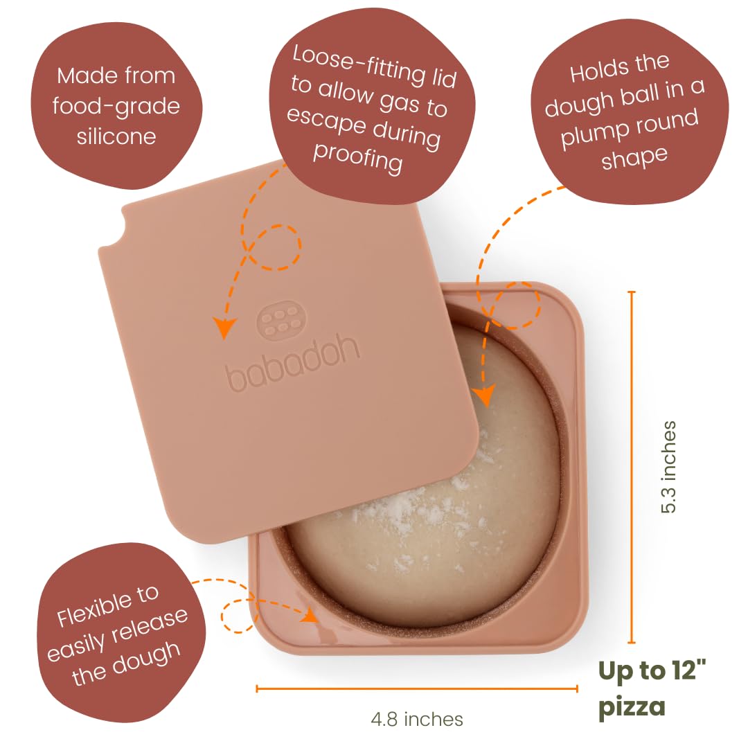 Babadoh Pizza Dough Proofing Silicone Containers with Lids | Pizza Making Accessories | Set of 6 | Multi Spice (2 Sesame, 2 Scallop, 2 Nduja) | Original Size (make 12" Pizzas)