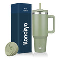 Konokyo 40 oz Insulated Tumbler Water Bottle with Handle, Straw Lid