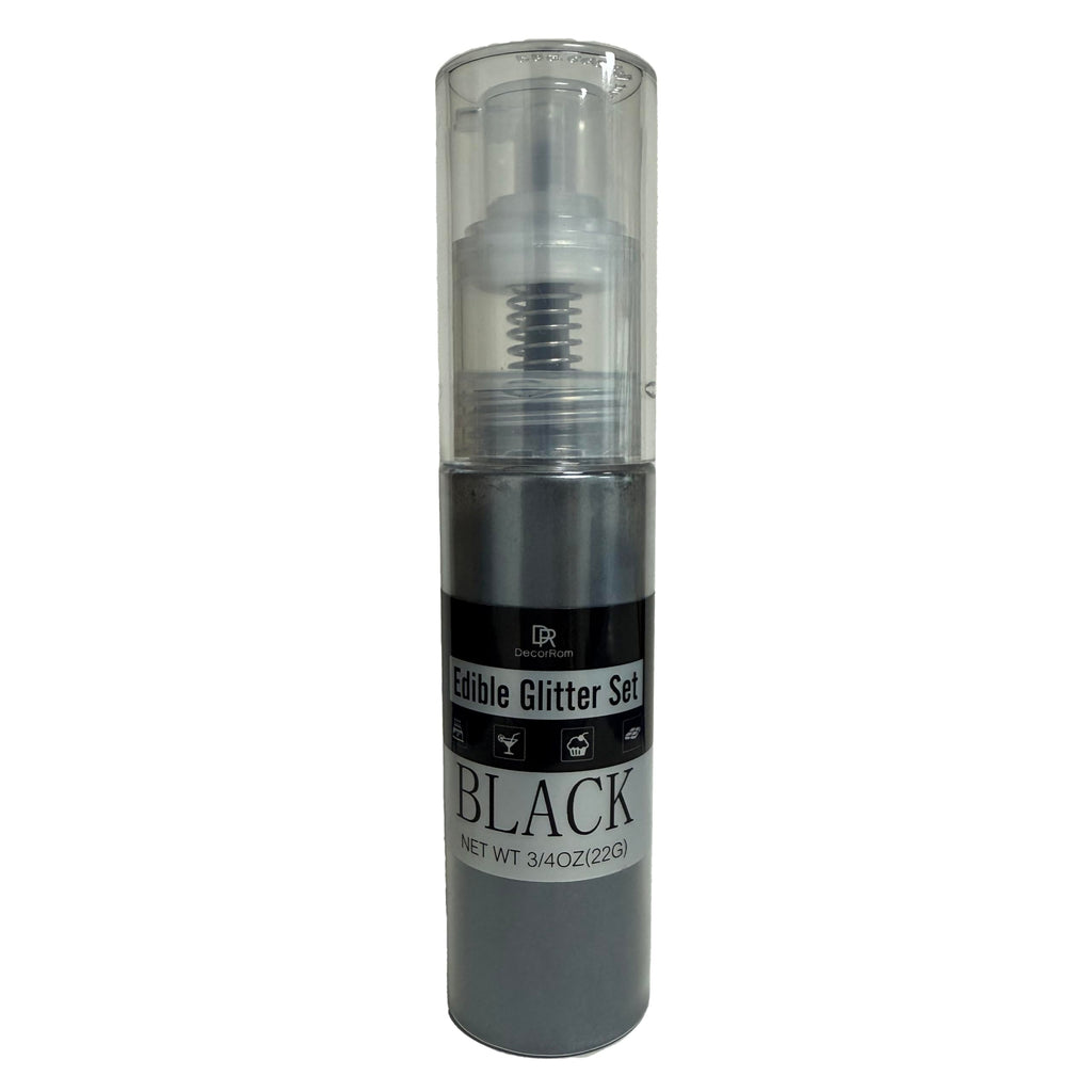 Black Edible Glitter Spray - 3/4oz(22g) Luster Dust Edible Food Grade Glitter Shimmer Dust Powder for Cocktails, Drinks, Cake Decorating - Metallic Food Coloring Powder for Wine, Candy, Cookie, Icing