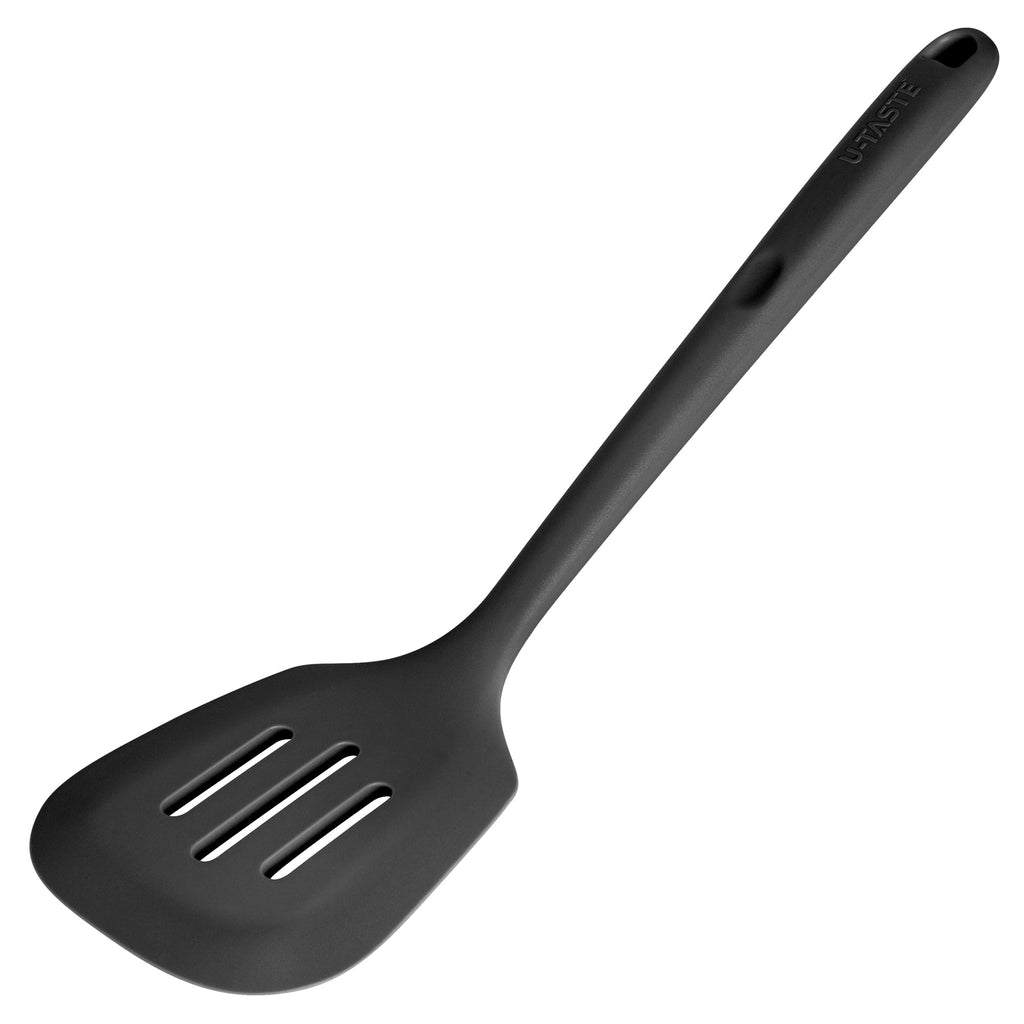 U-Taste Silicone Turner Slotted Spatula, 13.6" Long/3.7" Wide, Black