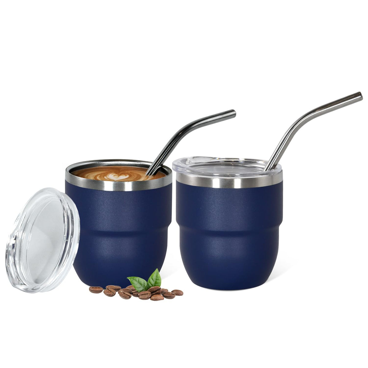 CHLJAR Espresso Cups, 6oz Insulated Espresso Cup Set of 2, Espresso Shot Cups, Stainless Steel Espresso Glasses, Stackable Mini Tumbler, Small Cup for Coffee