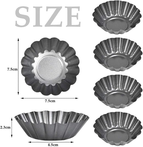 12PCS Mini Tart Pans, Carbon Steel Egg Tart Molds, Non Stick Mini Tarts Tins, Cupcake Cake Muffin Mold Tin Pan for Pies, Cheese Cakes, Desserts, Egg Tart(2.6 x 0.9inch)