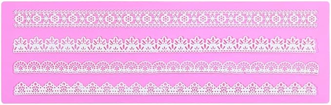 Embossing Lace Fondant Molds, Woodgrain Fondant Mats Molds, Silicone Molds for Cake Decorating set of 2