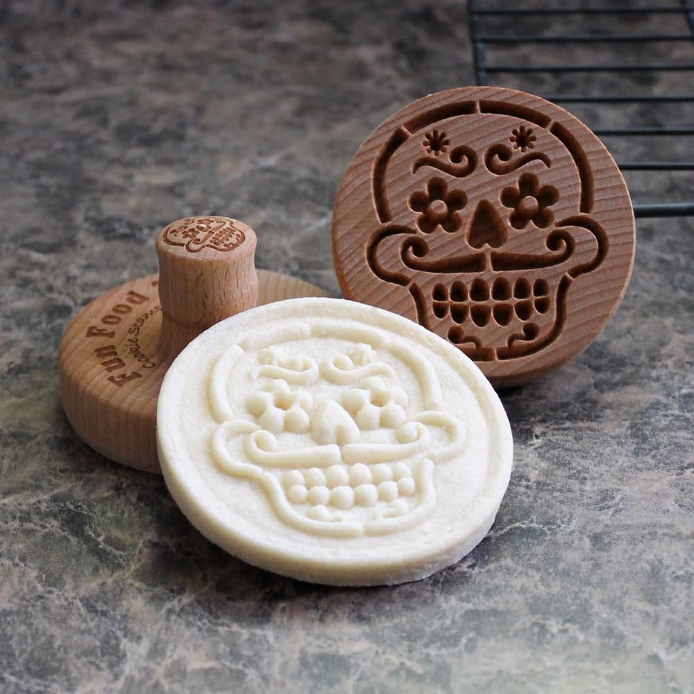 Fun Food Tools, Wood Cookie Stamp, 2.5 Inch (Day of the Dead CS-070)
