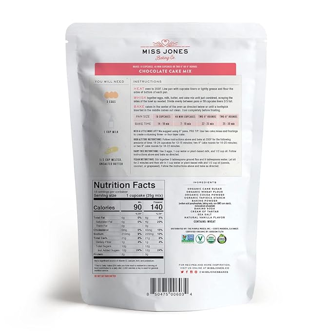 Miss Jones Baking Organic Cake and Cupcake Mix, Non-GMO, Vegan-Friendly, Moist and Fluffy: Chocolate (Pack of 6)