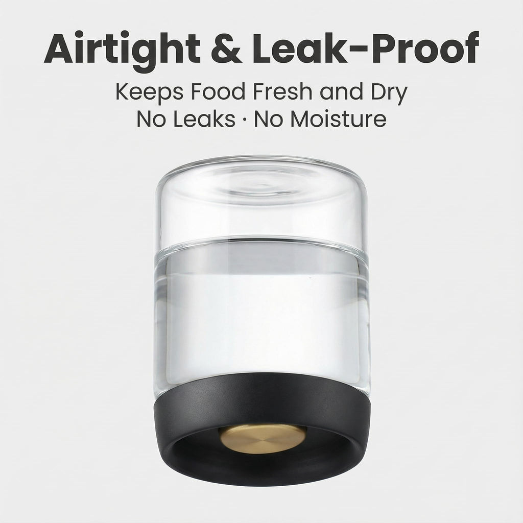 LOEZ Vacuum Coffee Canister Set, 2 x 17 fl oz Glass Jars, Gray