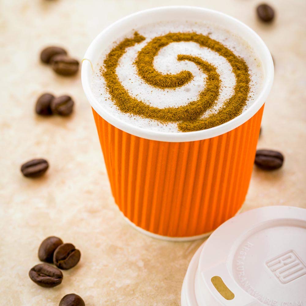 Restaurantware Ripple Wall Coffee Cups 25 Count 4 Ounce Insulated Tangerine Orange Paper Cups, Rolled Rim Spill-Resistant Disposable Paper Non-Slip for Coffee, Beverages