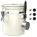 ShanSon Coffee Canister Airtight, Stainless Steel Bean Storage Container with Date Tracker & Scoop, Grounds Sugar Flour Tea Cereal Fits Kitchen Pantry, Ideal Gift for Coffee Lovers,16oz,Beige