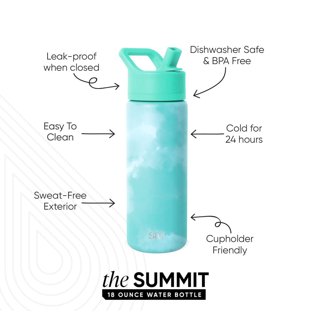 Simple Modern Insulated Water Bottle with Straw | 18oz | Tie Dye