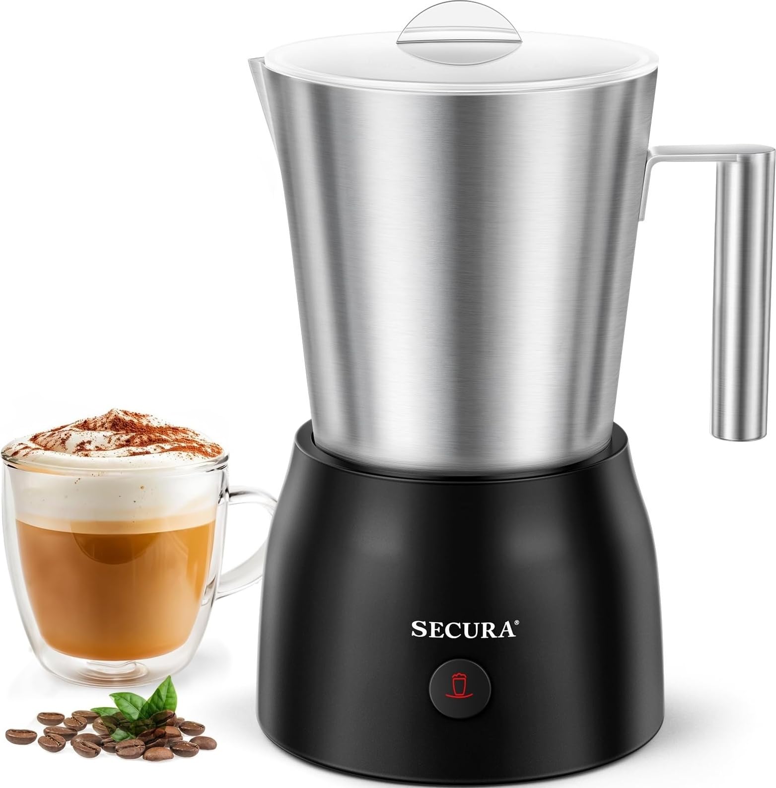 Secura Electric Milk Frother, 17oz Stainless Steel Hot & Cold Foam Maker
