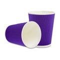 Restaurantware-12 Ounce Disposable Coffee Cups, 500 Ripple Wall Hot Cups For Coffee - Lids Sold Separately, Rolled Rim, Royal Purple Paper Insulated Coffee Cups, For Hot Coffee, Tea, And More