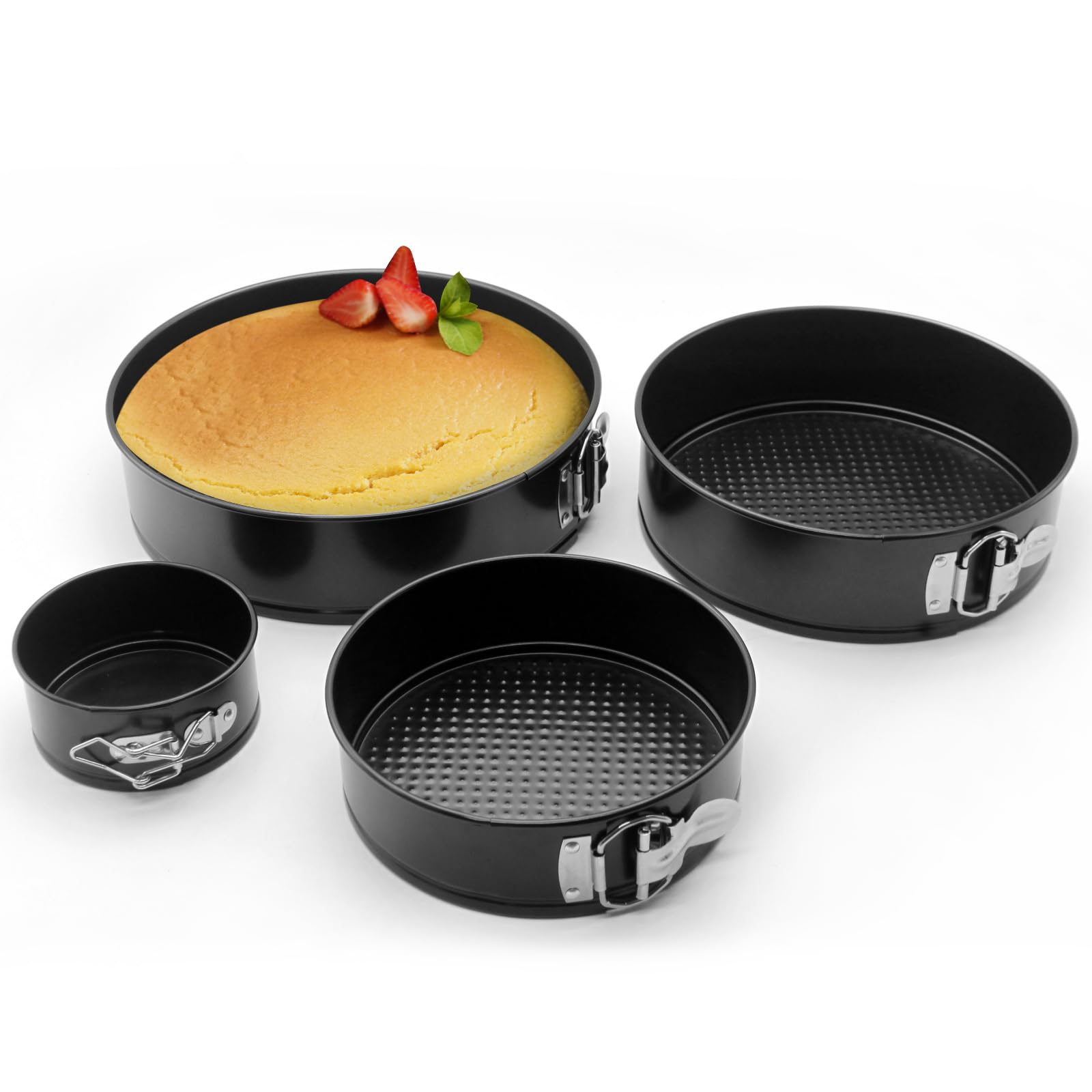 SHIKORI Cake Pan Set for Baking, Non-Stick Springform Pans Set of 4