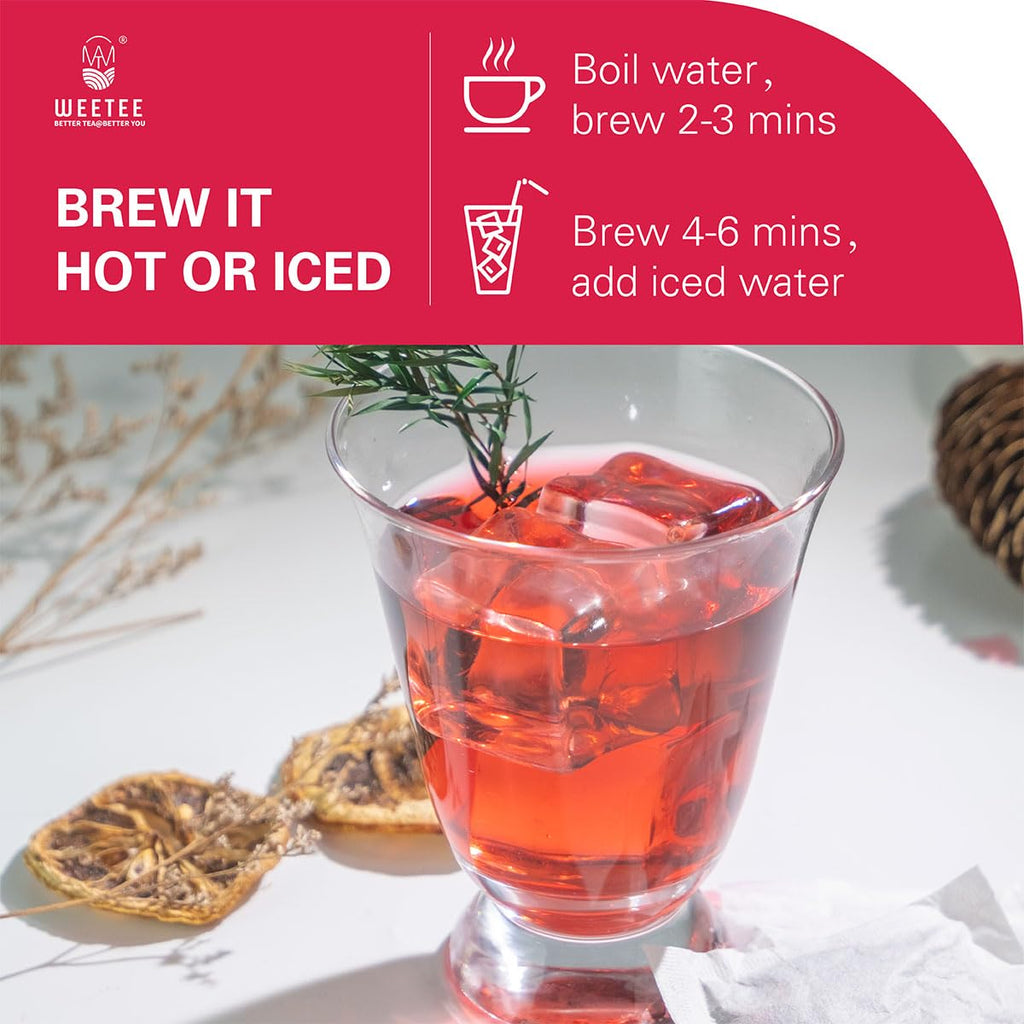 WT WEETEE Hibiscus Tea Bags 100ct, Cold Brew Friendly Pure Hibiscus Flowers