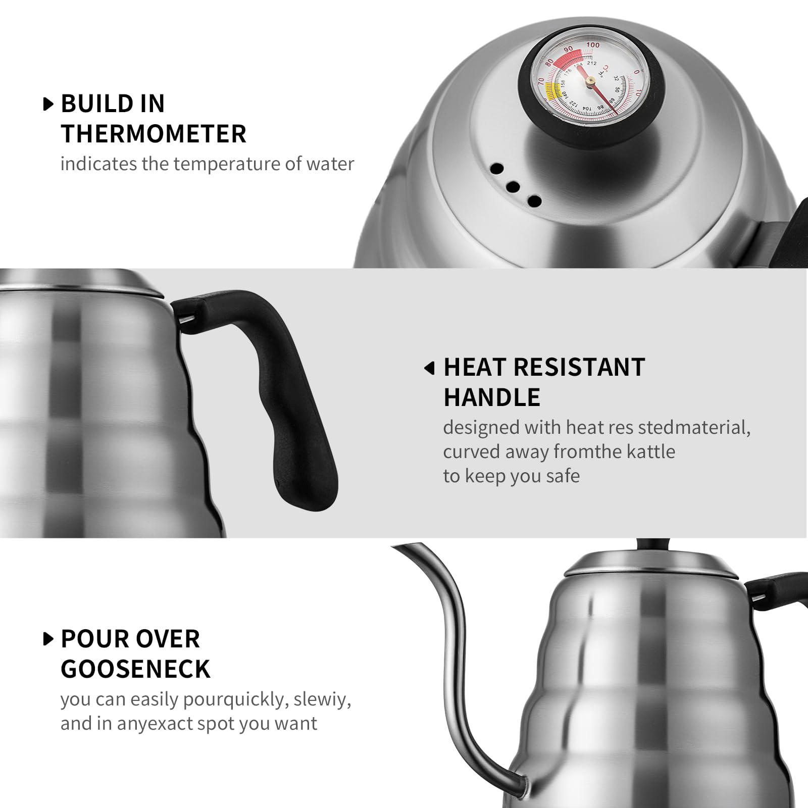 shoxil Pour Over Coffee Maker Set – 40oz Gooseneck Kettle with Thermometer, Coffee Grinder & 20oz Drip Coffee Maker – Stainless Steel Pour Over Coffee Set