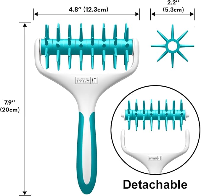 Orblue Pizza Dough Docker, Pastry Roller with Spikes, Pizza Docking Tool for Home & Commercial Kitchen - Pizza Making Accessories that Prevent Dough from Blistering, Aqua