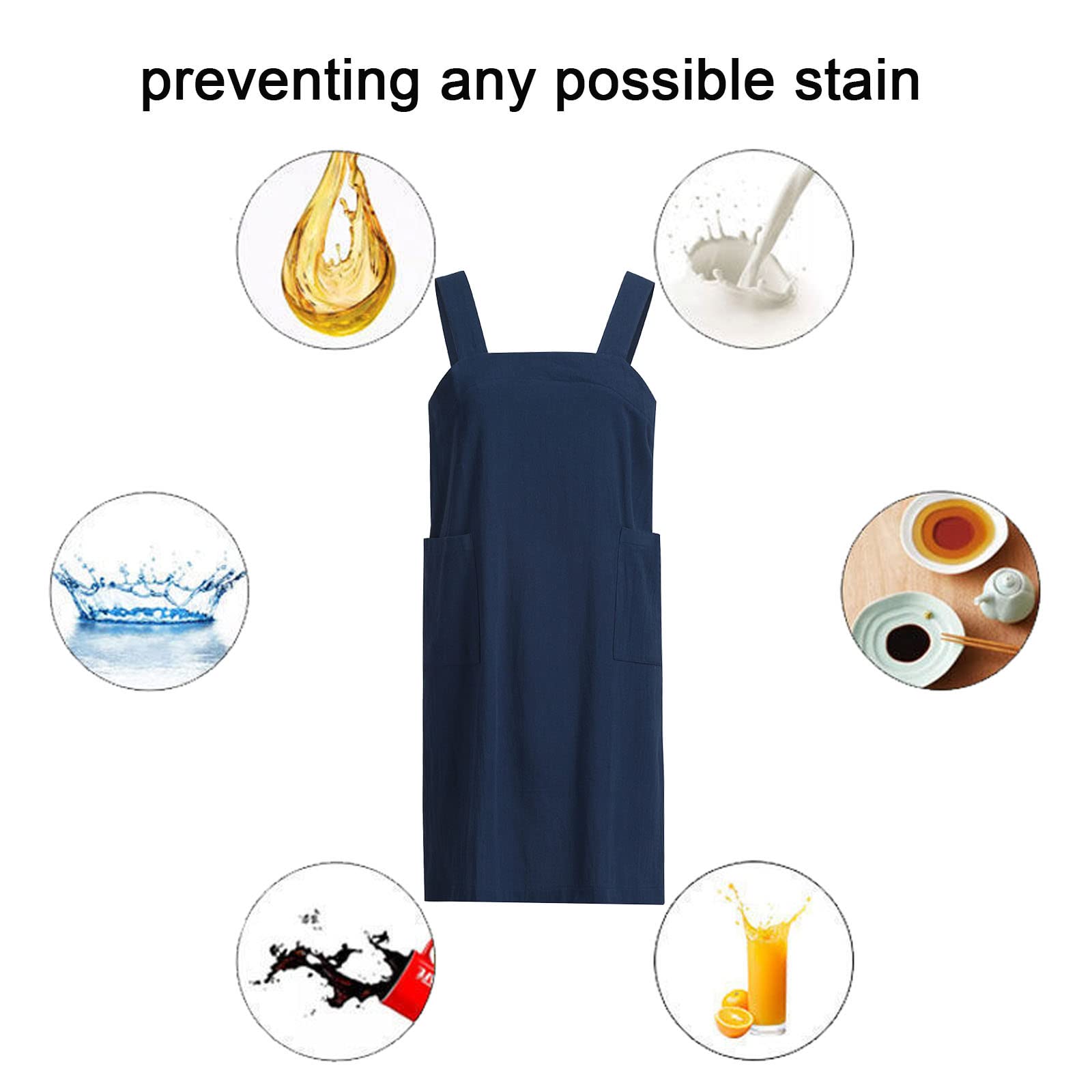 ZQFFB Pinafore Cross Back Apron for Women with Pockets