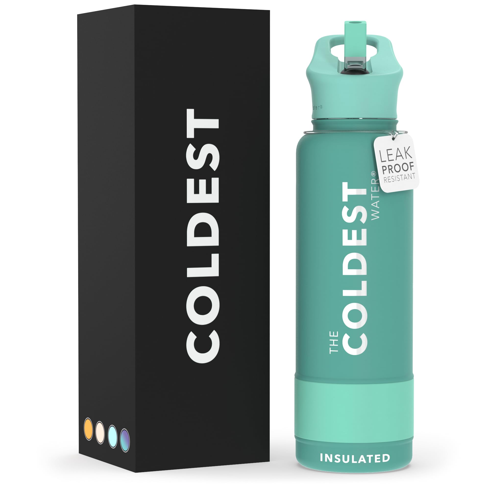 Coldest Insulated Water Bottle with Straw Lid - Stainless Steel Metal Insulated Bottle for Men & Women (Terraform Green, 40 oz)