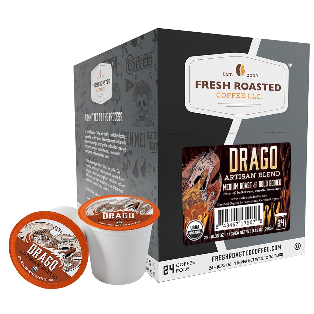 Fresh Roasted Coffee, Organic Bali Blue Moon K-Cup Pods for Keurig Brewers, Medium Roast, USDA Organic, Kosher, 24 Count (Pack of 3)