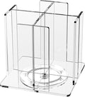 Cup and Lid Holder, 4 Compartment, Square | Rotating Coffee Cup Dispenser Lid Carousel for Restaurant, Buffet, Coffee Station, Bar, Countertop, Clear Acrylic