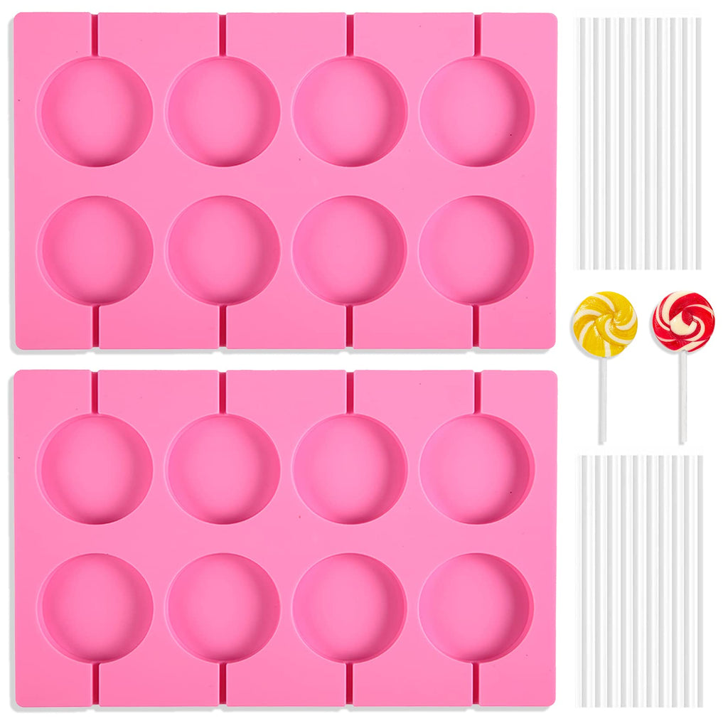 Silicone Lollipop Molds Candy Molds Silicone Sucker Molds Hard Candy Mold & 2x8 Rounds Nonstick Lollipop Mold With 20 Sticks for Candies,Bread,Jellies,Chocolate,Etc