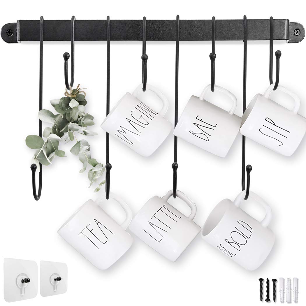 17 Inch Coffee Mug Rack: Wall Mounted Heavy-Duty Cup Holder for Cafe Bar
