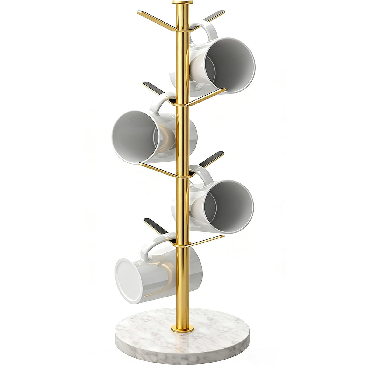 Gypie Marble Mug Holder Tree, 8 Hooks Small Coffee Cups Stand, Black