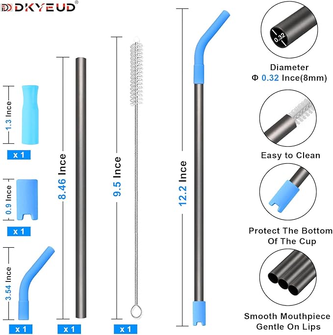 Quality Upgraded 8.5In Medical Grade Pure Titanium Straw Set 1PCS, Corrosion Resistance, No Metal Flavor, BPA Free, Eco-Friendly Metal Straws Reusable, Lightweight,Suitable For Sensitive Bodies
