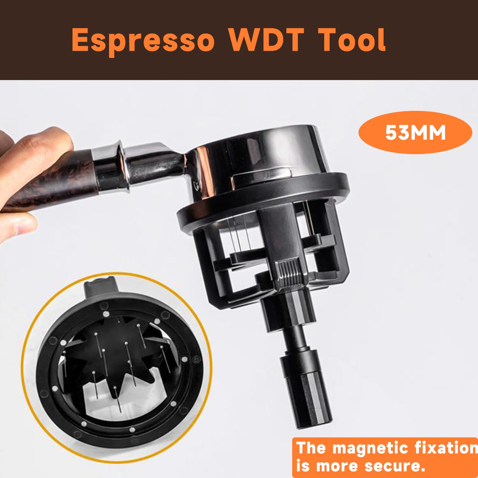 Bamynoir 54mm WDT Tool ，Espresso Stirrer Distribution Tool,Compatible with Breville Portafilter 54mm,Adjustable Height,with Magnetic Suction