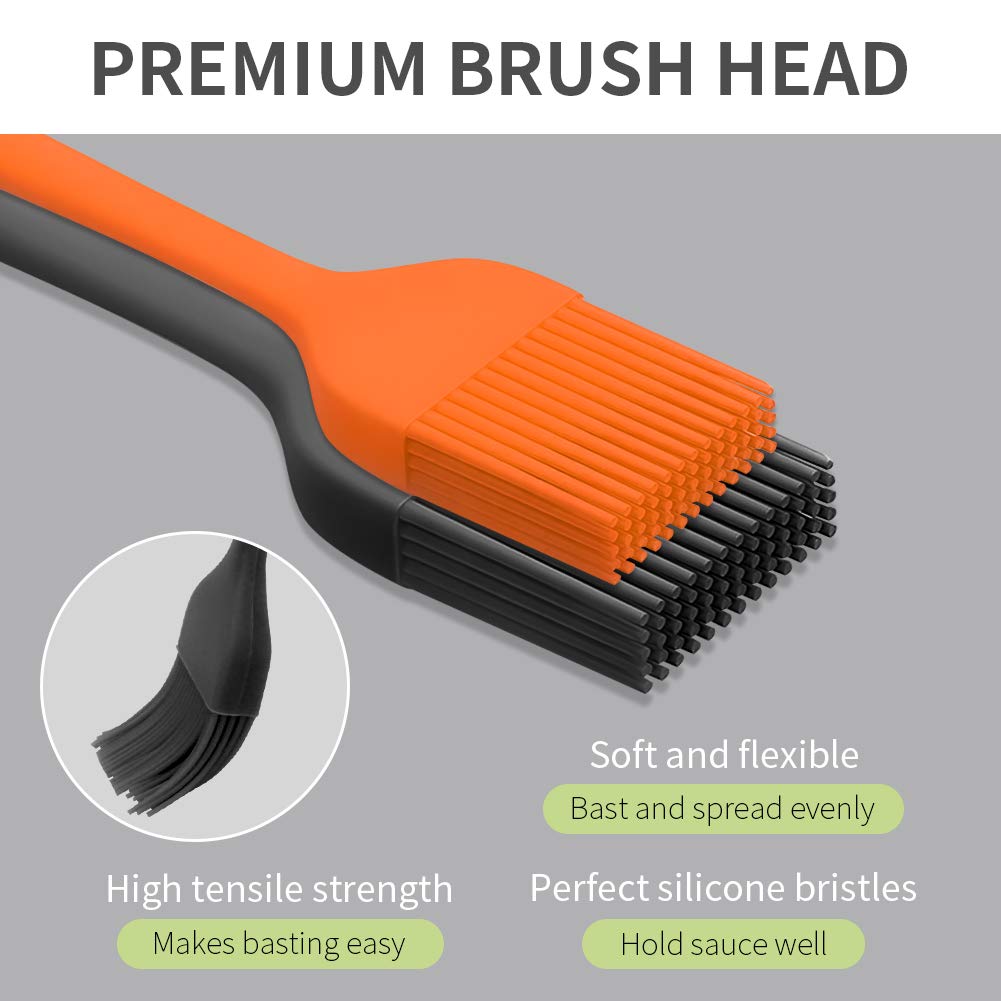 Silicone Basting Pastry Brush - Cooking Brush for Oil Sauce Butter Marinades, Food Brushes for BBQ Grill Kitchen Baking, Baster Brushes Baste Pastries Cakes Meat Desserts, Food Grade, Dishwasher Safe