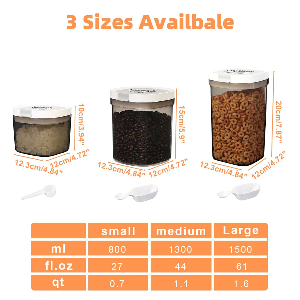 LANGMINGDE Airtight Food Storage Containers, 1.6 QT Coffee Canister Set with Magnetic Scoop, BPA Free, Ideal for Coffee, Spices, Herbs, Candy & Snacks, Keeps Freshness, 2 PCS(Large size