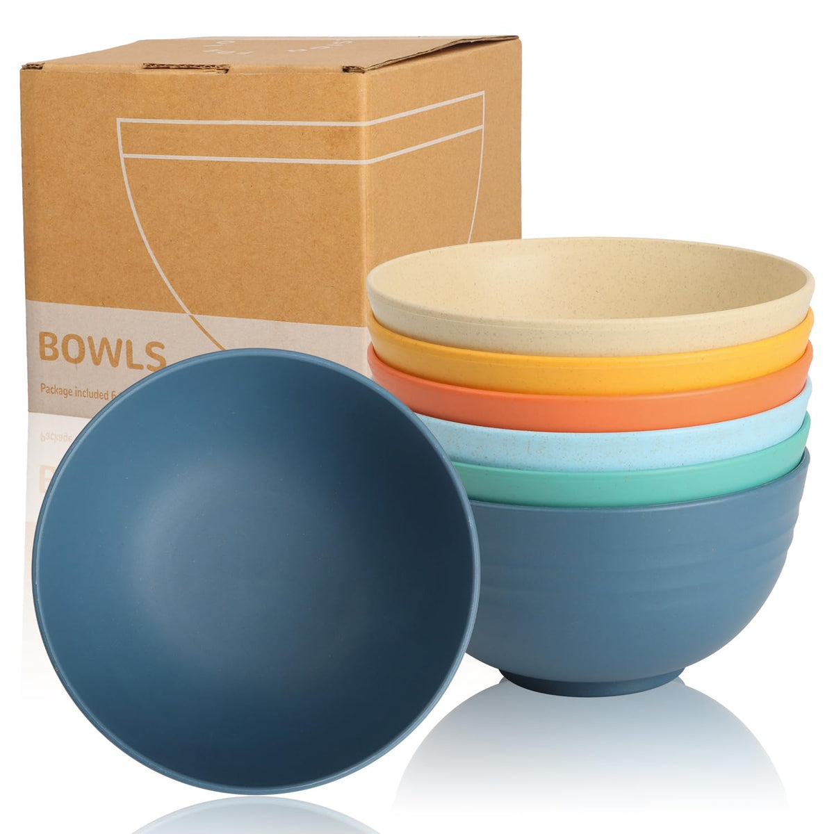 Wrova Mini Wheat Straw Bowls Set of 6, Unbreakable Snack Bowls for Kids