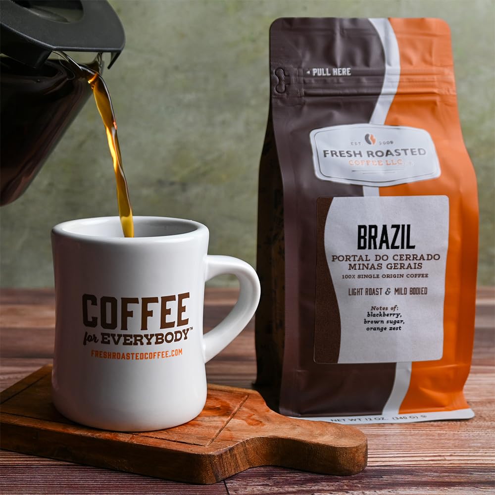 Fresh Roasted Coffee, Brazil Minas Gerais Drip Ground Coffee, Light Roast, Kosher, 12 oz