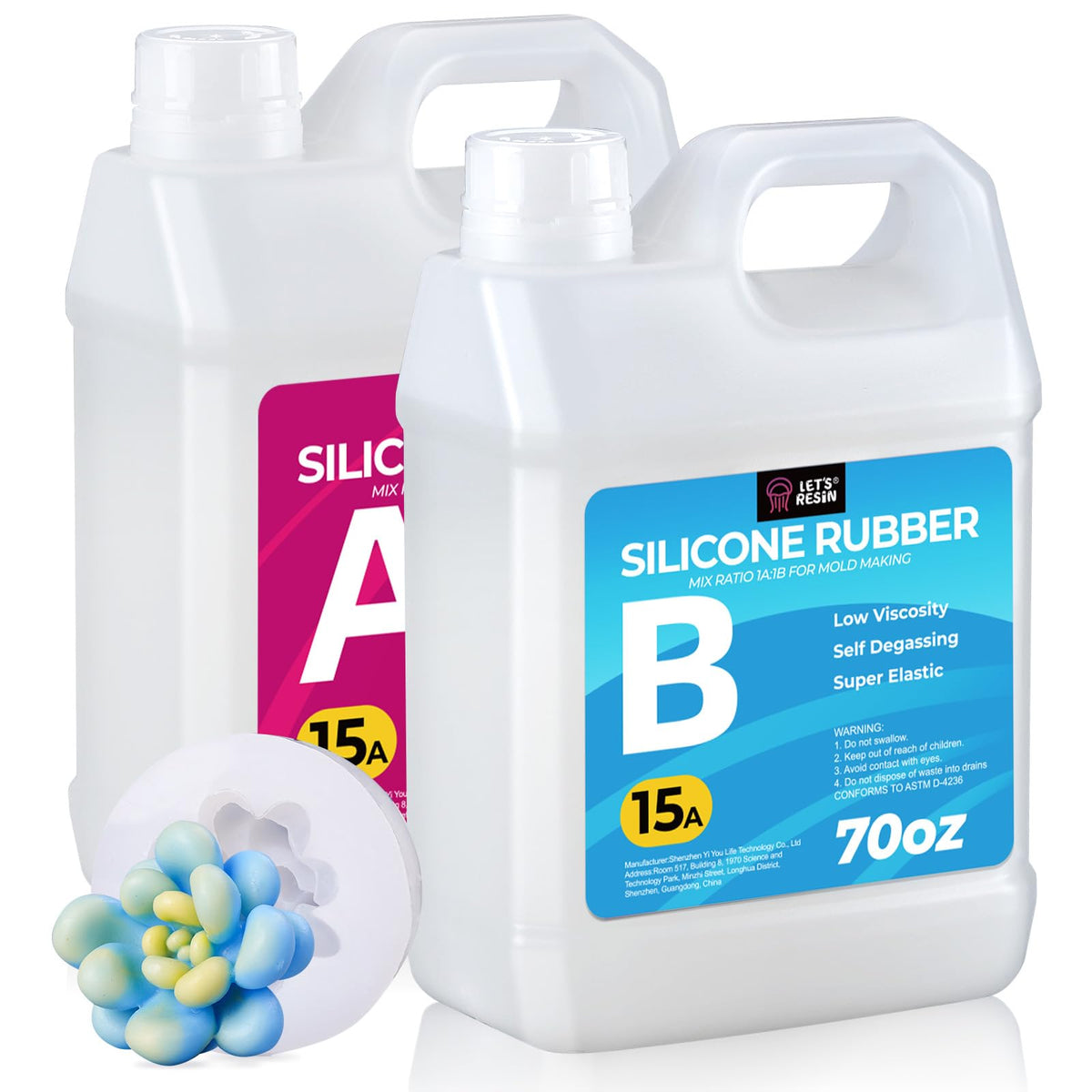 LET'S RESIN Silicone Mold Making Kit Liquid Silicone Rubber 140oz/1 Gallon