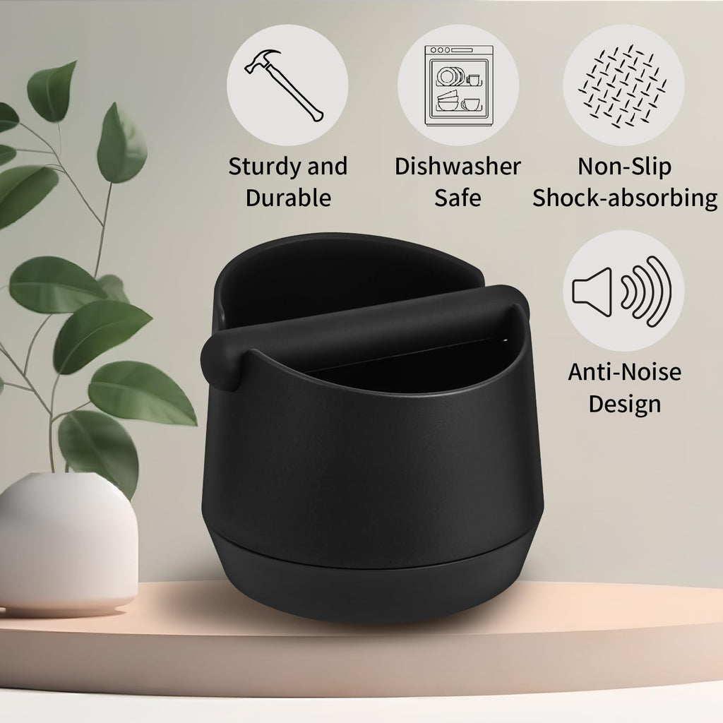 IAOSEN Knock Box 6 Inch Extra Large Capacity Design Espresso Knock Box Shock-absorbent Knock Box Espresso with Removable Knock Bar and Non-Slip Base Espresso Accessories for Home/Office