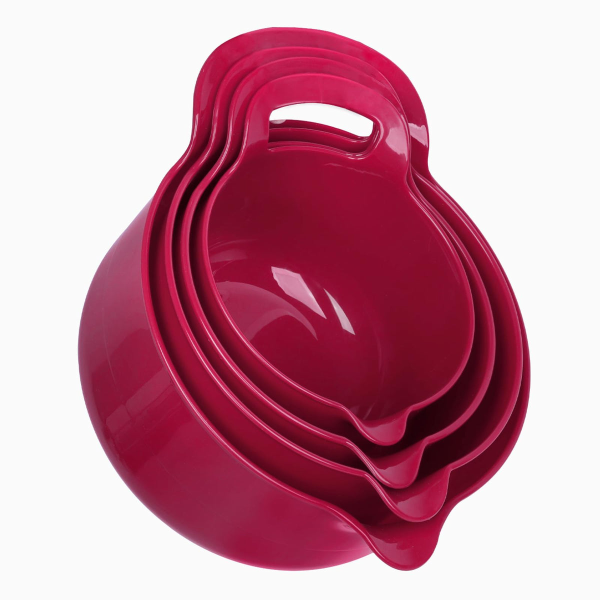 BoxedHome 4 Pack Nesting Mixing Bowl Christmas Set with Pour Spout and Handle, BPA free Microwave & Dishwasher Safe(Christmas colours, 4 Pack with Handle)