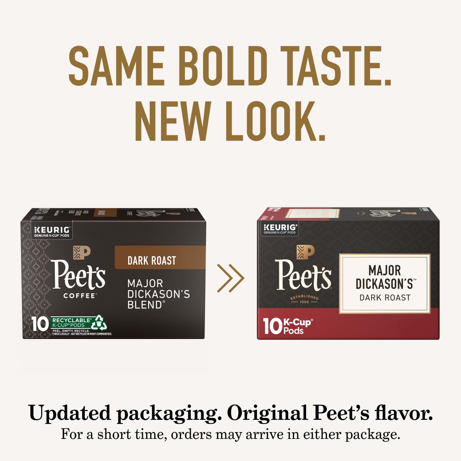 Peet's Coffee, Dark Roast Keurig K-Cup Pods, 100% Arabica Coffee - Major Dickason's Blend 60 Count (6 Boxes of 10 K-Cup Pods)