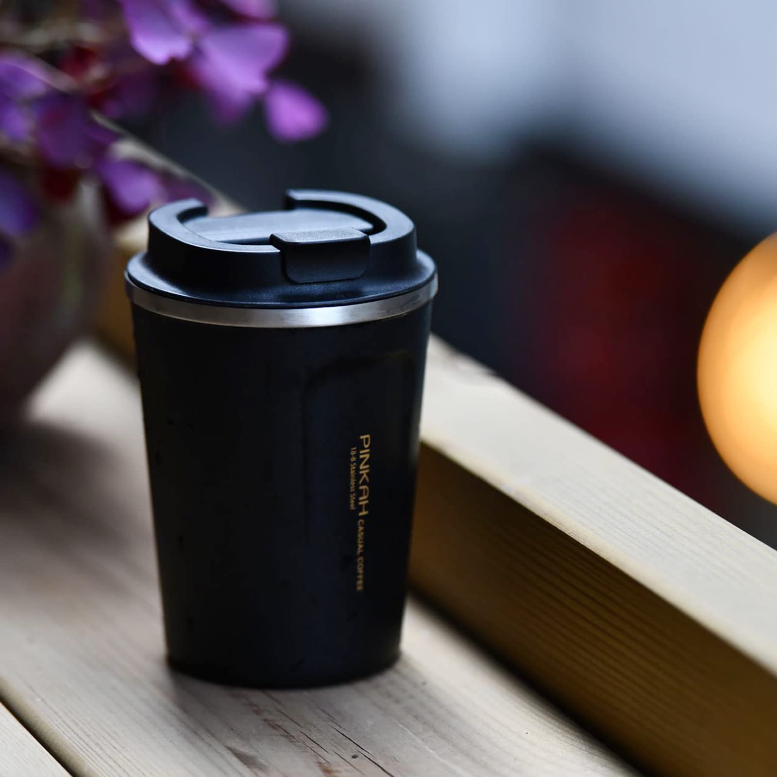 PINKAH 12OZ Vacuum Travel Mug for Ice Drinks/Hot Beverage, Double Walled Stainless Steel Insulated Coffee Tumbler Cup, Thermal Coffee Mug