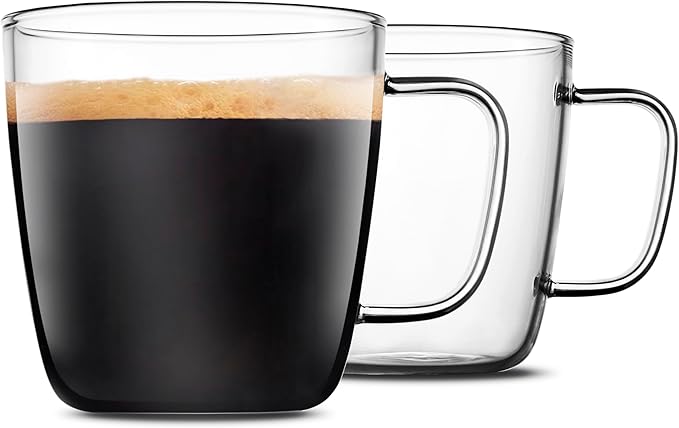 LUXU Glass Coffee Mugs,Clear Tea Cups Set of 4