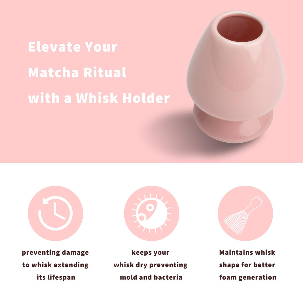 Eagsonway Traditional Japanese Matcha Tea Whisk Holder, 70mm Chasen Stand, Pink Ceramic, 2.7"L x 2.5"W