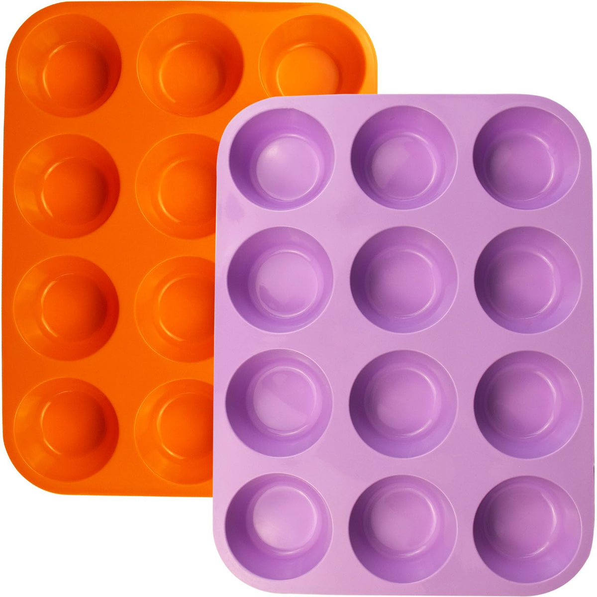 LERIYUFS 12 Cups Silicone Mini Muffin Pan Set, Nonstick Mini Cupcake Pans, BPA Free Small Muffin Tin for Baking, Set of 2 (Red+Red)
