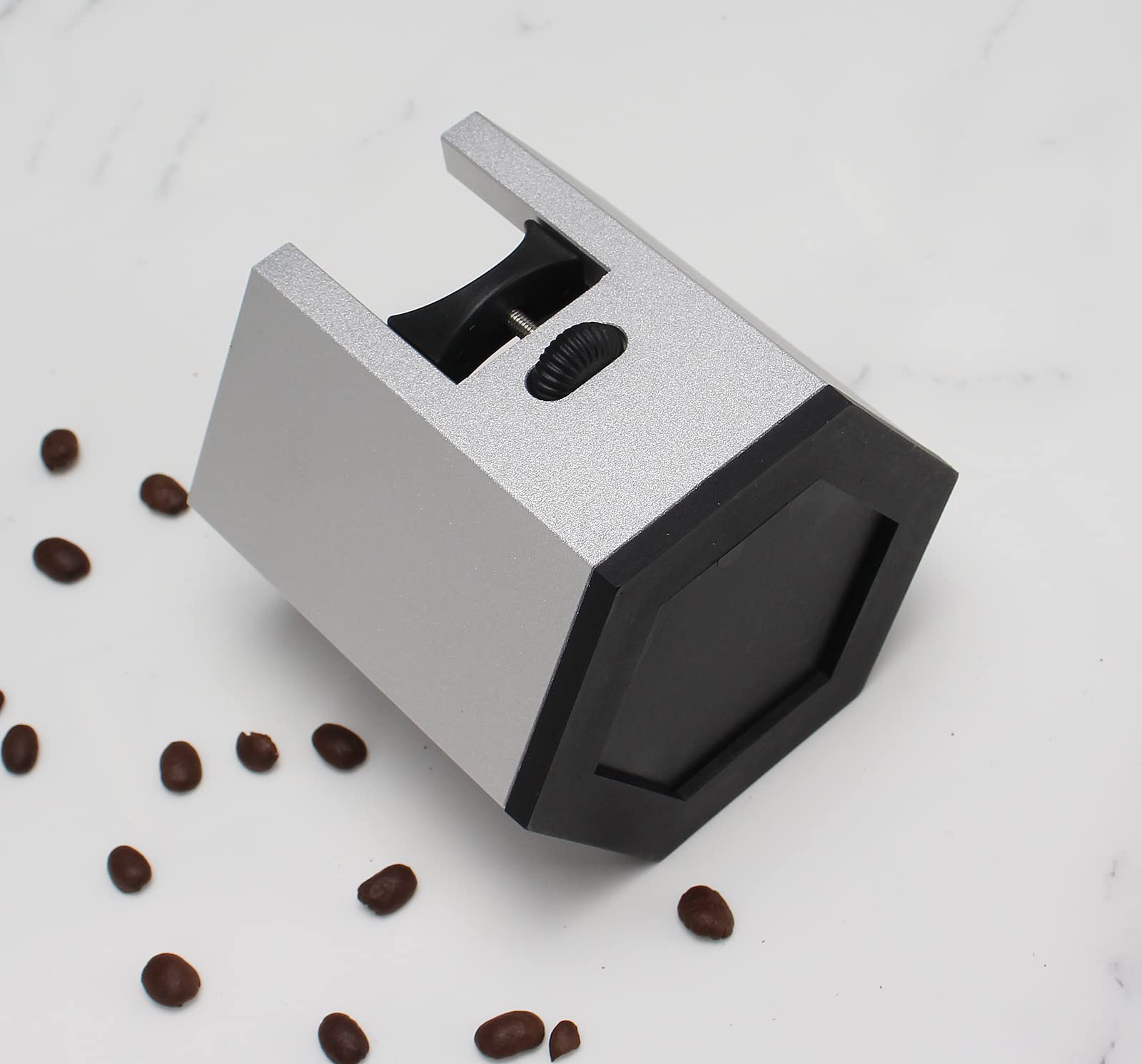 DIBTSA Espresso Tamping Station, Coffee Portafilter Holder, Aluminum Alloy Stand for Most 51mm, 53mm, 54mm, 58mm Coffee Portafilter (Hexagon,Silver)