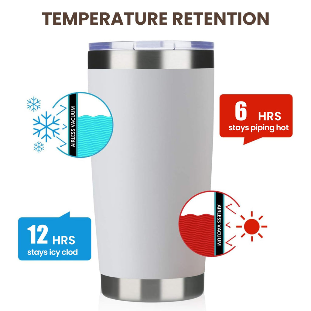 MEWAY 20oz Tumbler 4 Pack Double Wall Vacuum Insulated Travel Mug Bulk, Stainless Steel Tumblers with Lid and Straw, Durable Powder Coated Coffee Cups for Cold & Hot Drinks (White, 4)