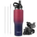 ABOTOCUP 32oz Water Bottle with Powder Coated, Fit in Any Car Cup Holder, Water Bottle with Straw Lids, Stainless Steel Insulated Water Flask Double Wall Leak-proof BPA Free to Keep Cold&Hot