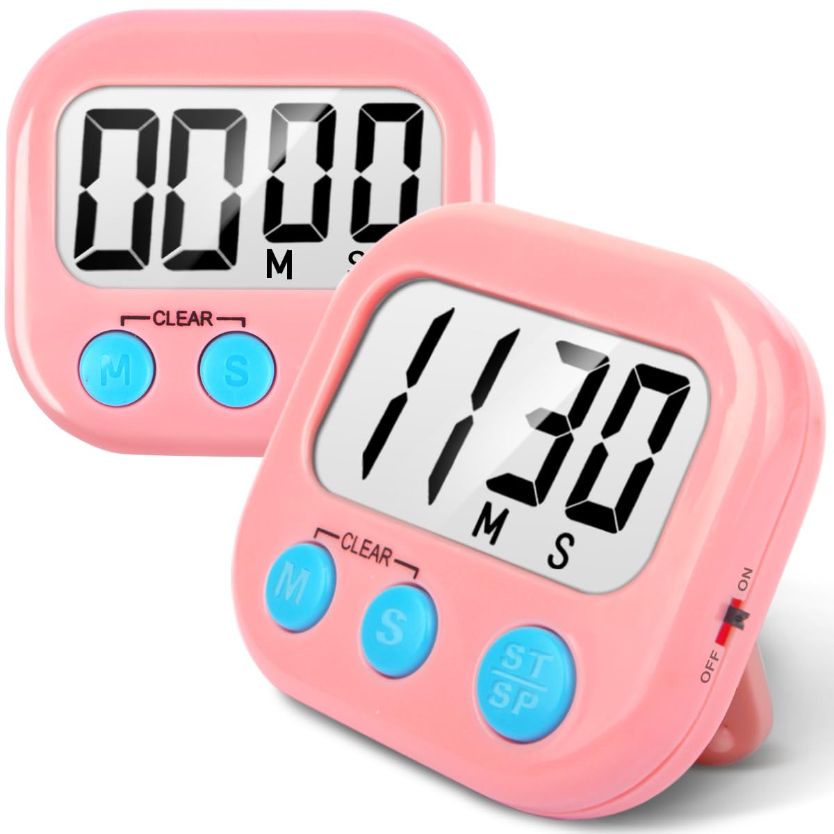 AOUCE Digital Kitchen Timers for Cooking, Timer for Kids 12 Pack White