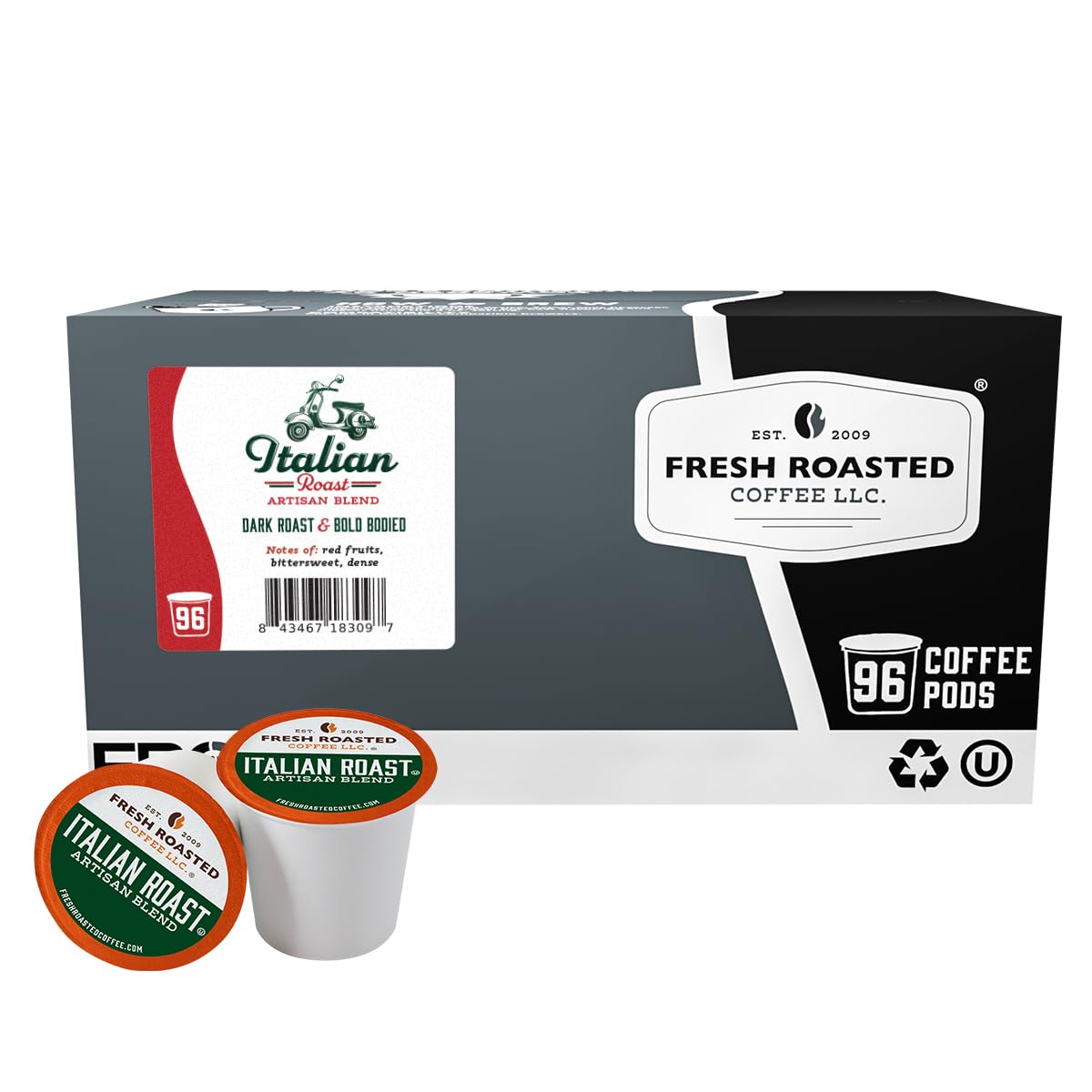 Fresh Roasted Coffee, Organic Bali Blue Moon K-Cup Pods for Keurig Brewers, Medium Roast, USDA Organic, Kosher, 24 Count (Pack of 3)