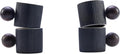 Ceramic Mini Espresso Cups Demitasse Cups with Round Wooden Handle Vertical Stripes Tea Cups (black, 4pcs)